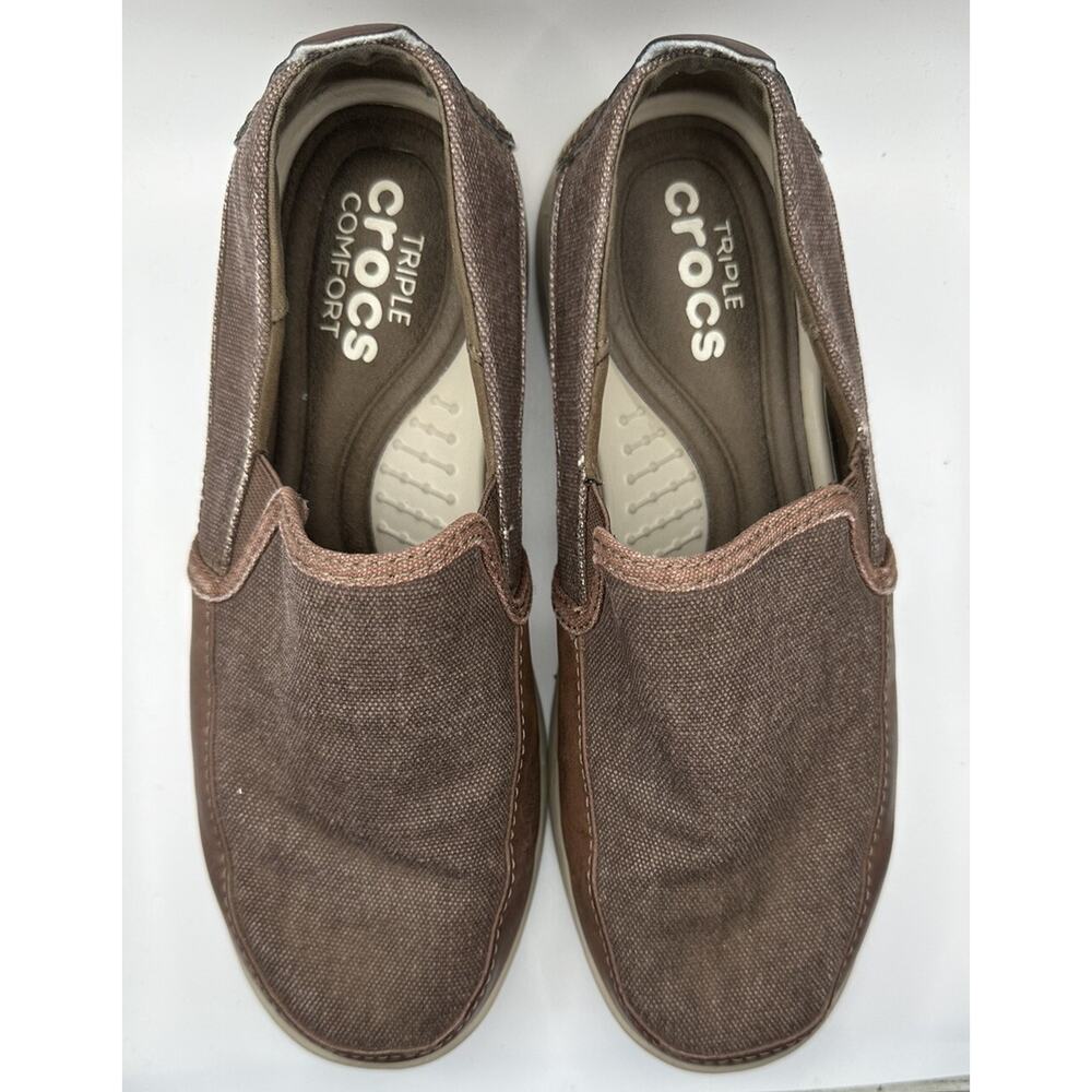 Crocs Triple Comfort Mens Size 7 Slip On Loafers Brown
